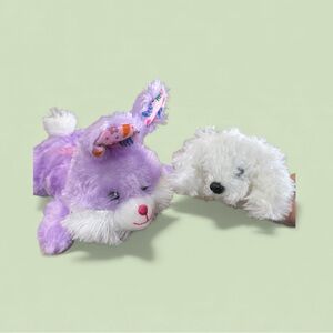 NEW Greenbrier Fuzzy Friends Easter Bunny & Bichon Frise Plush Toy Set